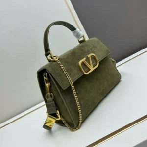 Valentino Women Vsling Handbag With Nellcôte Suede with Gold-tone Hardware