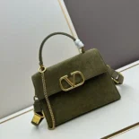 Valentino Women Vsling Handbag With Nellcôte Suede with Gold-tone Hardware
