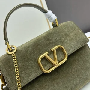 Valentino Women Vsling Handbag With Nellcôte Suede with Gold-tone Hardware