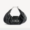 Balenciaga Women Pamela Shoulder Bag Medium in Black Arena lambskin