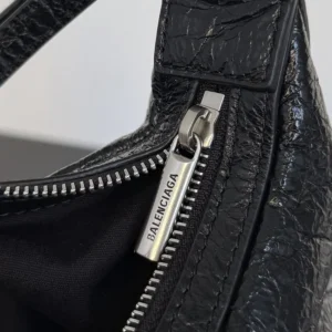 Balenciaga Women Pamela Shoulder Bag Medium in Black Arena lambskin