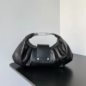 Balenciaga Women Pamela Shoulder Bag Medium in Black Arena lambskin