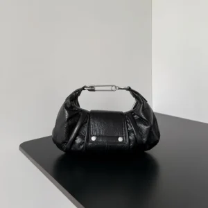 Balenciaga Women Pamela Shoulder Bag Small in Black Arena Lambskin