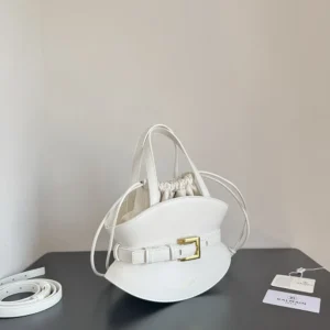 Balmain Women Shuffle Mini Bag In Calfskin Leather-White FN0DP0
