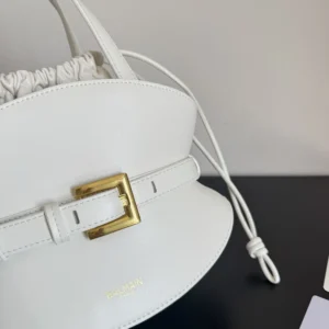 Balmain Women Shuffle Mini Bag In Calfskin Leather-White FN0DP0