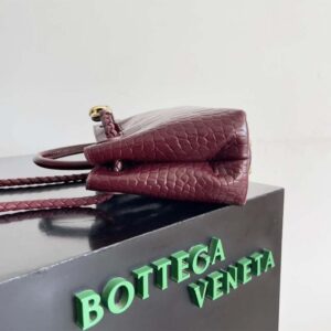 Bottega Veneta Women Small Andiamo Crocodile Leather Top Handle Bag-Red