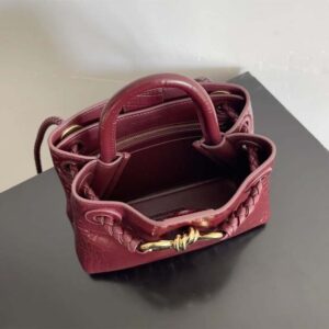 Bottega Veneta Women Small Andiamo Crocodile Leather Top Handle Bag-Red