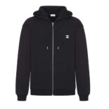 Celine Men Zipped Hoodie in Cashmere Cotton-Black 2Y36D450I