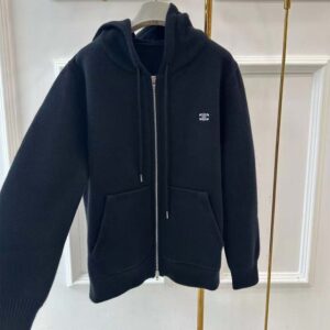 Celine Men Zipped Hoodie in Cashmere Cotton-Black 2Y36D450I