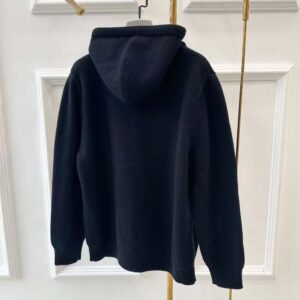 Celine Men Zipped Hoodie in Cashmere Cotton-Black 2Y36D450I