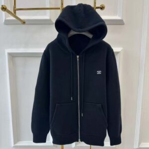 Celine Men Zipped Hoodie in Cashmere Cotton-Black 2Y36D450I