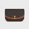 Celine Women Duo Wallet on Strap in Triomphe Canvas and Calfskin
