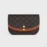 Celine Women Duo Wallet on Strap in Triomphe Canvas and Calfskin
