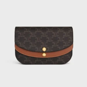 Celine Women Duo Wallet on Strap in Triomphe Canvas and Calfskin