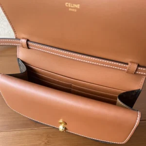Celine Women Duo Wallet on Strap in Triomphe Canvas and Calfskin
