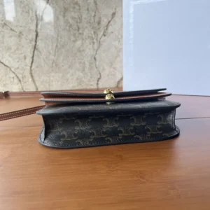 Celine Women Duo Wallet on Strap in Triomphe Canvas and Calfskin