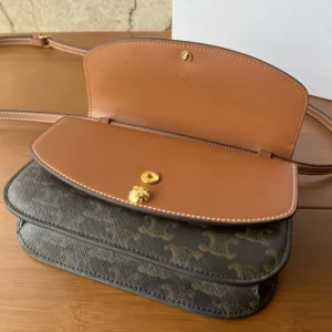 Celine Women Duo Wallet on Strap in Triomphe Canvas and Calfskin