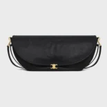 Celine Women Halfmoon Soft Triomphe Bag in Supple Shiny Lambskin-Black