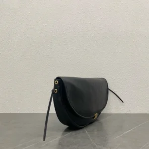Celine Women Halfmoon Soft Triomphe Bag in Supple Shiny Lambskin-Black