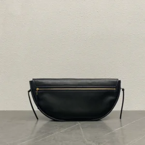 Celine Women Halfmoon Soft Triomphe Bag in Supple Shiny Lambskin-Black