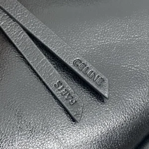 Celine Women Halfmoon Soft Triomphe Bag in Supple Shiny Lambskin-Black
