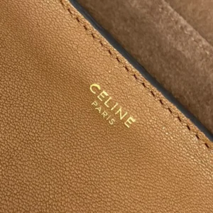 Celine Women Halfmoon Soft Triomphe Bag in Supple Shiny Lambskin-Brown