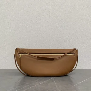 Celine Women Halfmoon Soft Triomphe Bag in Supple Shiny Lambskin-Brown