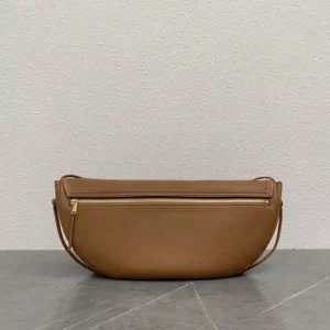 Celine Women Halfmoon Soft Triomphe Bag in Supple Shiny Lambskin-Brown