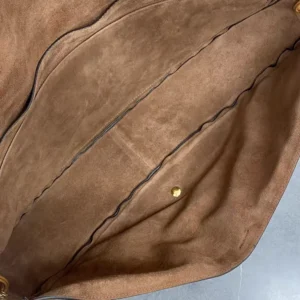 Celine Women Halfmoon Soft Triomphe Bag in Supple Shiny Lambskin-Brown