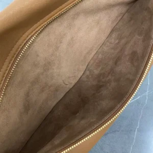 Celine Women Halfmoon Soft Triomphe Bag in Supple Shiny Lambskin-Brown