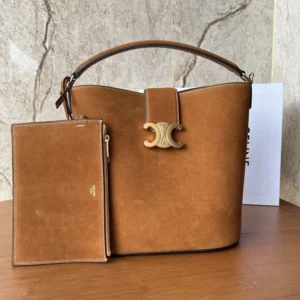 Celine Women Medium Louise Bag In Suede Calfskin-Brown 116613FXR