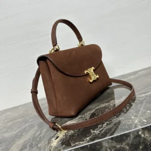 Celine Women Medium Nino Bag In Nubuck Calfskin-Brown 117523GR5
