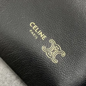 Celine Women Small Crystal Pouch in Lambskin-Black 123662J79