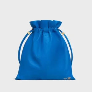 Celine Women Small Crystal Pouch in Lambskin-Blue 123662J79