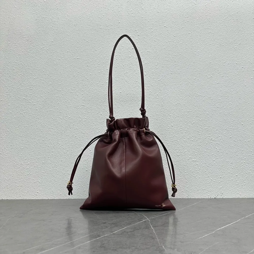 Celine Women Small Crystal Pouch in Lambskin-Maroon 123662J79 2 Celine Women Small Crystal Pouch in Lambskin-Maroon 123662J79