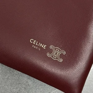 Celine Women Small Crystal Pouch in Lambskin-Maroon 123662J79