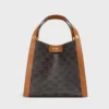 Celine Women Small Cube Bag In Triomphe Canvas And Natural Calfskin 12 Celine Women Small Cube Bag In Triomphe Canvas And Natural Calfskin