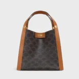 Celine Women Small Cube Bag In Triomphe Canvas And Natural Calfskin