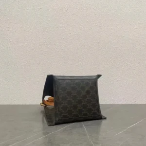 Celine Women Small Cube Bag In Triomphe Canvas And Natural Calfskin