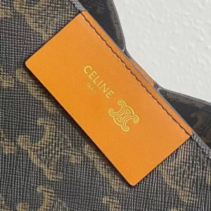 Celine Women Small Cube Bag In Triomphe Canvas And Natural Calfskin
