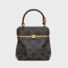 Celine Women Small Triomphe Frame In Triomphe Canvas And Natural Calfskin