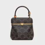 Celine Women Small Triomphe Frame In Triomphe Canvas And Natural Calfskin