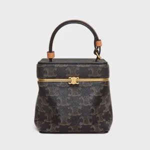 Celine Women Small Triomphe Frame In Triomphe Canvas And Natural Calfskin