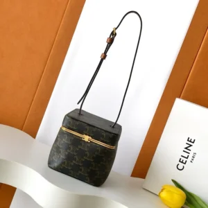 Celine Women Small Triomphe Frame In Triomphe Canvas And Natural Calfskin