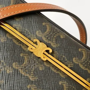 Celine Women Small Triomphe Frame In Triomphe Canvas And Natural Calfskin