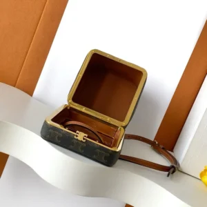 Celine Women Small Triomphe Frame In Triomphe Canvas And Natural Calfskin