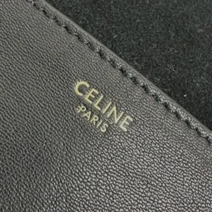 Celine Women Soft Triomphe Besace in Supple Shiny Lambskin-Black