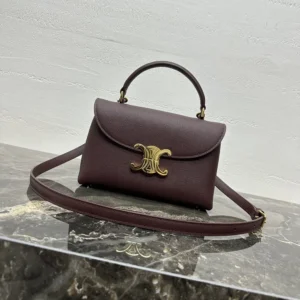 Celine Women Teen Nino Bag in Smooth Satinated Calfskin-Burgundy 118113FXK