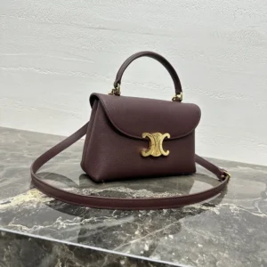 Celine Women Teen Nino Bag in Smooth Satinated Calfskin-Burgundy 118113FXK