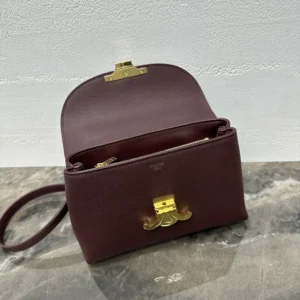 Celine Women Teen Nino Bag in Smooth Satinated Calfskin-Burgundy 118113FXK